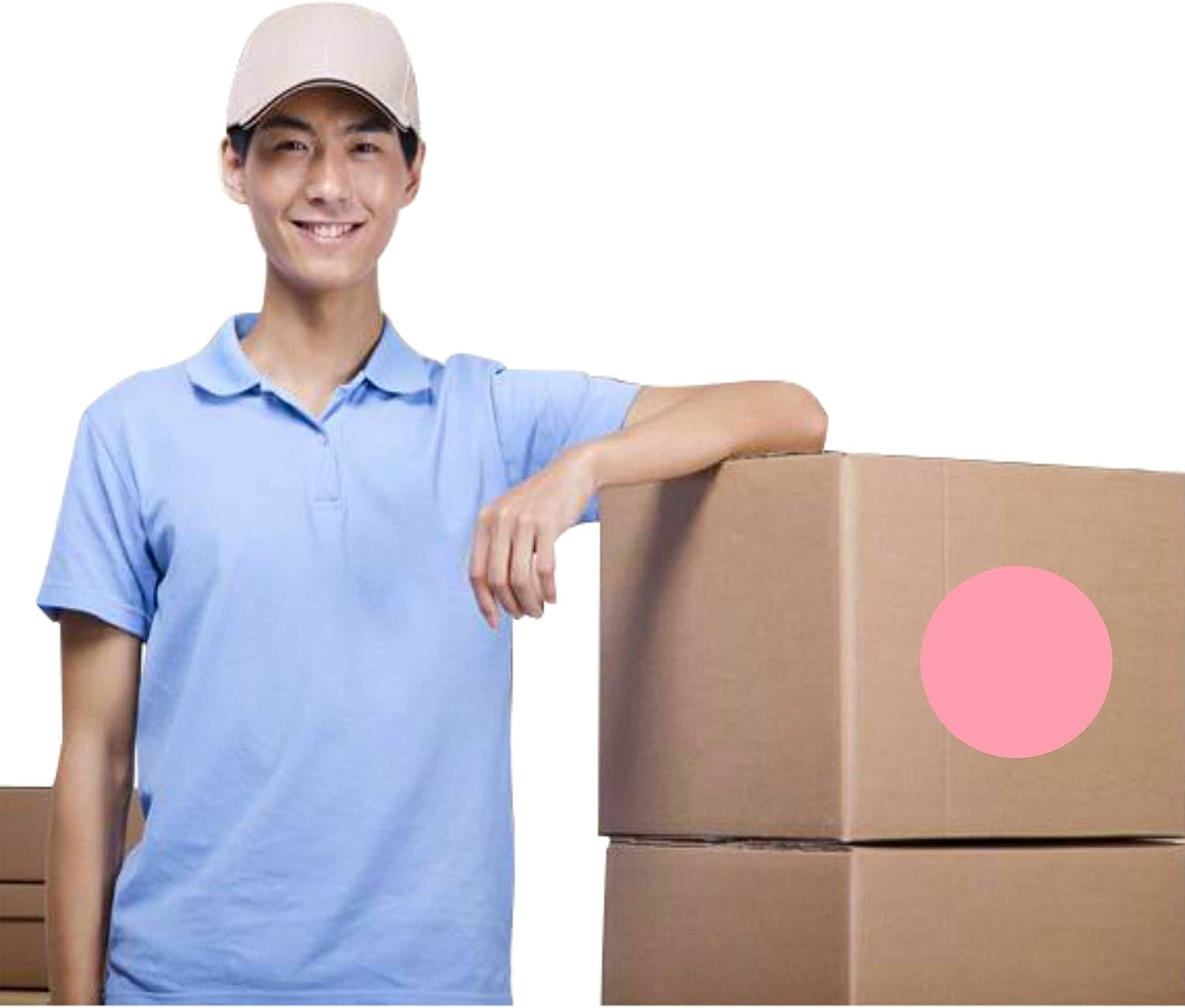 PARLAIM 3 Inch Round Color-Code Dot Stickers, 500 Color Coding Circle Labels per Roll Dispenser Box for Inventory, Pink