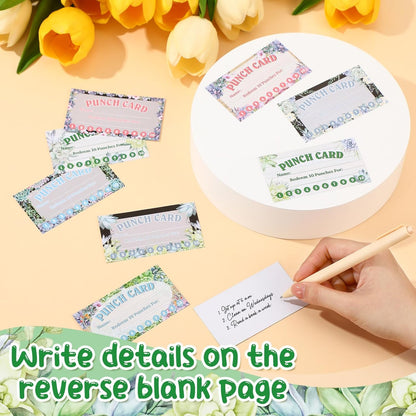 Fumete 400 Pcs Punch Cards for Classroom Reward Cards Behavior Incentive Loyalty Awards for Kids Students Teachers School Business, 8 Styles, 3.5 x 2 in(10 Succulent Punches Style)