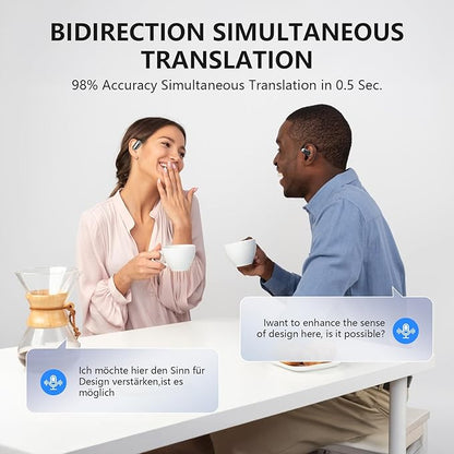 AI Translation Earbuds Real Time, 144 Language Translator Earbuds with APP Compatible with iOS & Android, Bluetooth Headphones Translating Device for Travel Business and Learning