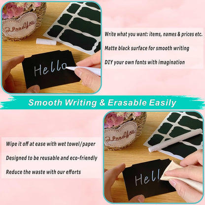 81-Piece Set of Basket Labels Clip On For Storage Bins: 30 Erasable Plastic Kitchen Pantry Labels, 48 Removable PVC Tag Stickers, 3 White Chalk Markers, For Organization Container, Jar, Shelf, Laundry