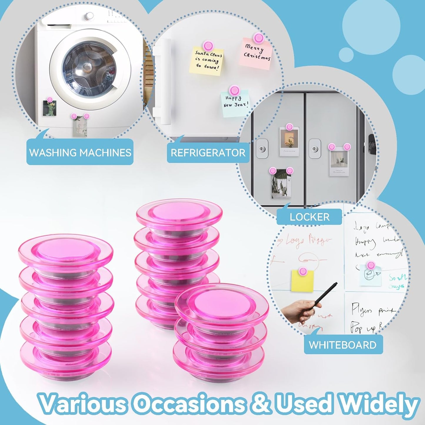 ZDZBLX Fridge Magnets, 28 Pack Magnet Strong Magnets Refrigerator Magnets Small Magnets for Whiteboard, Heavy Duty Magnets Mini Magnets Cute Round Magnets for Fridge, Locker, Classroom, Office (Pink)