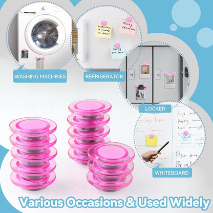 ZDZBLX Fridge Magnets, 28 Pack Magnet Strong Magnets Refrigerator Magnets Small Magnets for Whiteboard, Heavy Duty Magnets Mini Magnets Cute Round Magnets for Fridge, Locker, Classroom, Office (Pink)