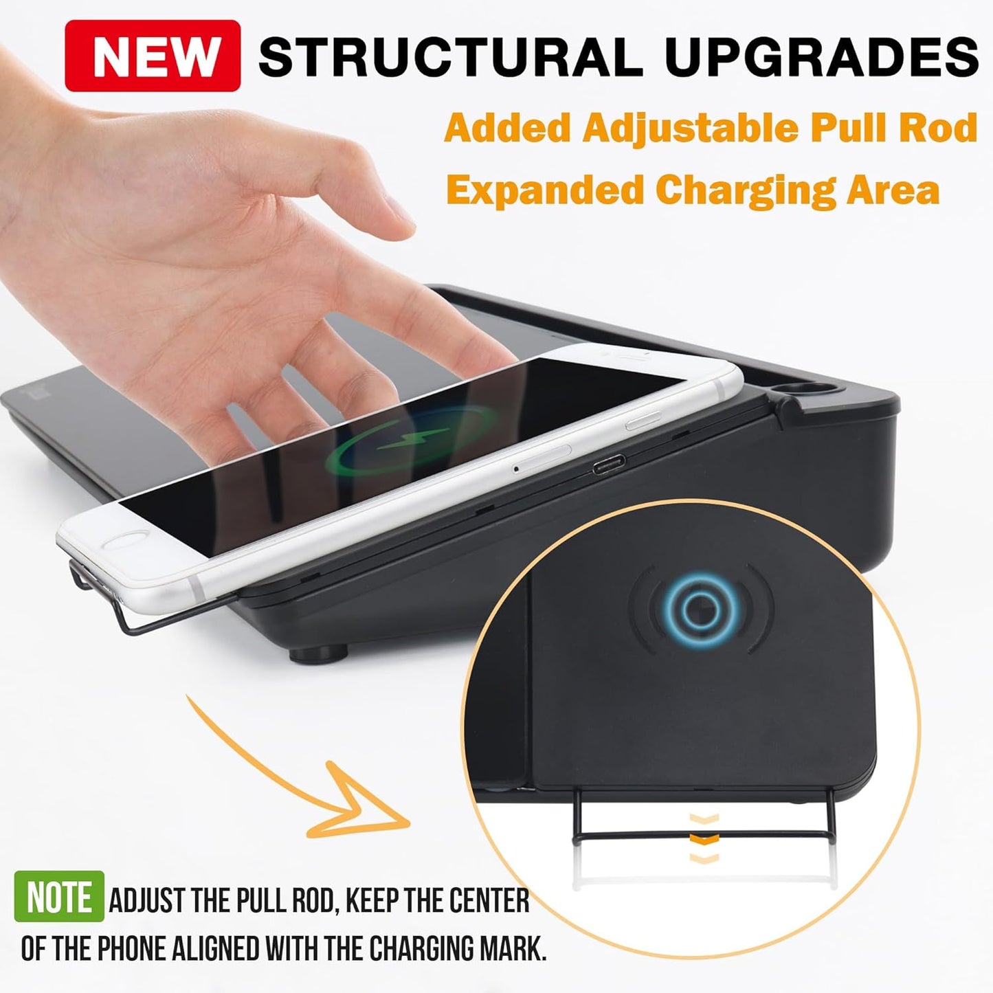 SELEAD Desktop Glass Whiteboard with Wireless Charger Station, Dry Erase Board Computer Pad Keyboard Stand with Organizer for Home, School, Office Desk Accessories, Black