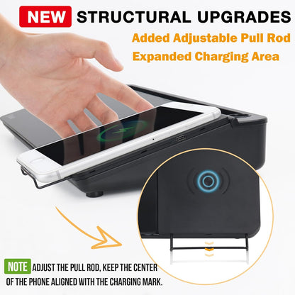 SELEAD Desktop Glass Whiteboard with Wireless Charger Station, Dry Erase Board Computer Pad Keyboard Stand with Organizer for Home, School, Office Desk Accessories, Black