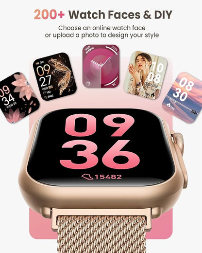 Smart Watch for Women Men Fitness: Smart Watch for iPhone&Android Bluetooth Call with SpO2 Sleep Heart Rate Monitor,IP68,Fitness Tracker with 120+Sport,Reloj Inteligente 30 Day+Battery Life, 2 Bands