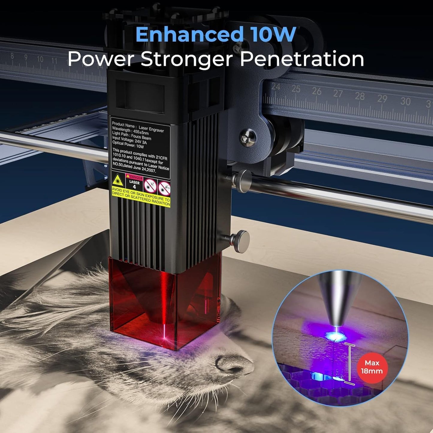 Creality Falcon 10W Laser Engraver, with Honeycomb Laser Bed 500x500mm, 10000mm/min, 72W High-Precision Laser Cutter for Wood, Acrylic, Pre-Installation and Out-of-The-Box