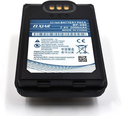 elxjar (2-Pack) 7.4V 2000mAh Li-ion BP-290 Battery, Replacement for Icom IC-F52D IC-F62D IC-M85 Two-Way Radios Rechargeable Pack
