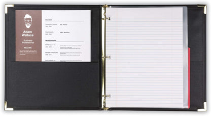 Samsill Classic Collection Leather 3 Ring Binder, Executive Presentation Portfolio, 0.5 Inch (Holds 100 Sheets), Brass Round Ring, Black