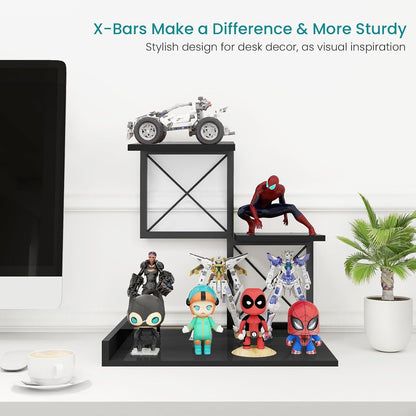 ELITEROO Wood Desktop Shelf, 3 Tier Desk Shelves Small Bookshelf Organizer, Office Storage Rack and Cubicle Organizers Accessories for Dorm Office Home Decor, Black