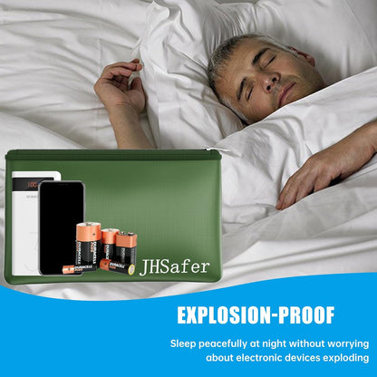 6400℉ Fireproof and Waterproof Money Bags 2pcs with Zipper,11''x6.3'' Fireproof Cash Bag with Zipper,Fireproof Wallet Envelope Safe Pouch Fireproof Bags for Cash Passports Keys Jewellery (Green)