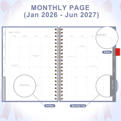 And Per Se 2026 Planner with Pattern, A4 Size-Daily, Weekly & 18-Monthly Leather Hardcover Planner, Daily Schedule, Monthly Tabs, 100 GSM Thick Paper(Bowknot Pattern)