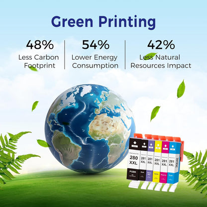 TOKYOINK Compatible Ink Cartridge Replacement for Canon PGI-280 XXL 280XXL PGBK for Pixma TR8620 TR8620a TR8520 TR7520 TS9120 TS8320 TS8220 TS6120 Printer 6 Pack PGBK/PB/Black/Cyan/Magenta/Yellow