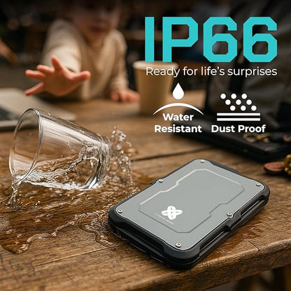 Titanium Micro 240GB External SSD, Titanium One Portable SSD - Up to 500MB/s, USB 3.2 Gen 2 USB-C USBA, Rugged IP66 Water Drop Resistance, External Solid State Drive Storage for PC Mac Smartphone