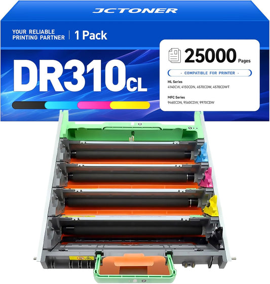 DR310CL DR-310CL Drum Unit Compatible Replacement for Brother HL-4150CDN HL-4570CDW HL-4570CDWT MFC-9460CDN MFC-9560CDW MFC-9970CDW Printer Ink Toner Cartridge TN315 TN310 Copier Scanner High-Yield