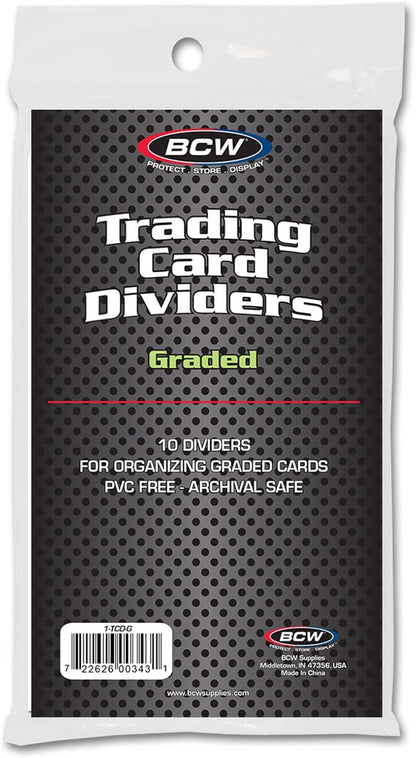BCW Graded Trading Card Dividers - 10 ct | Archival Quality, Write-On Index Tab, 3 1/4 X 5 11/16 Inches | Fits Graded Shoe Boxes and Super Vault Boxes | Card Collection Organizer Dividers