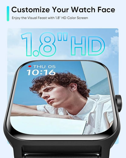Fitpolo Smart Watches for Men Android & iPhone, Alexa Built-in [1.8" HD Screen] IP68 Waterproof Fitness Watch with Bluetooth Call (Answer/Make), Heart Rate/Sleep/SpO2 Monitor, 105+ Sports Tracker