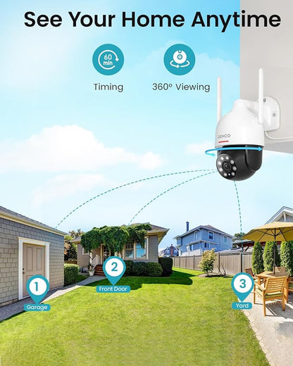 DEKCO 2Packs, 2K WiFi Outdoor Security Cameras Pan-Tilt 360° View, 3MP Surveillance Cameras with Motion Detection and Siren, 2-Way Audio, Full Color Night Vision, Waterproof