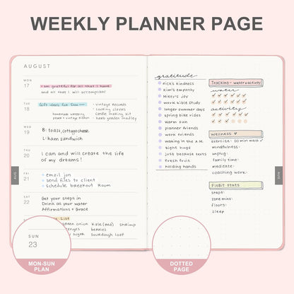 And Per Se 2026 Planner-Daily, Weekly & 15-Monthly Leather Hardcover Planner, 5.7" x 8", Daily Schedule, Monthly Tabs, 100 GSM Thick Paper, Back Pocket(Pink)