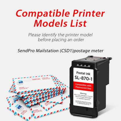 High Capacity SL-870-1 XXL Red Ink Cartridge Compatible with SL870-1 SL8701 XXL Fluorescent Red Ink Replacement for Pitney Bowes SendPro Mailstation Postage Meter (CSD1) 1-Pack (1×16ML)