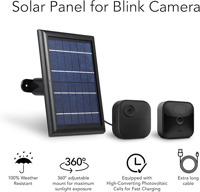 Wasserstein Solar Panel with Internal Battery - Compatible with Blink Outdoor 3/4 (3-Pack, Black) (Camera NOT Included)