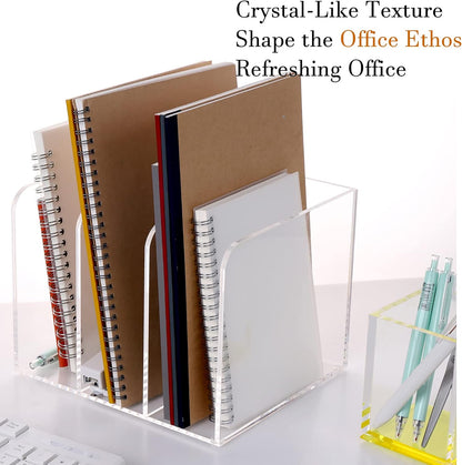 Magazine Holder, Clear Acrylic Magazine Rack, File Organizer for Office Desk, Book Organizer,-One-Piece-3 Vertical spaces,1 pack (B5)……