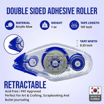 TAPE RUNNER - Double Sided Adhesive with Dispenser Roller Included - Acid Free, Sticky, Clear & Transparent - Ideal for Scrapbooking, Crafts & More - Mini (197 inches per Cartridge), 5 Cartridges