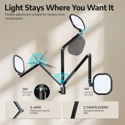 Desk Lamp for Computer Monitor Arms, Compatible with 1.18-1.38 inch Diameter Pole-Mounted Dual Monitor Stand, 1200LM Dimmable Desk Light with Remote Control, 31" Tall, CRI 95, Timer