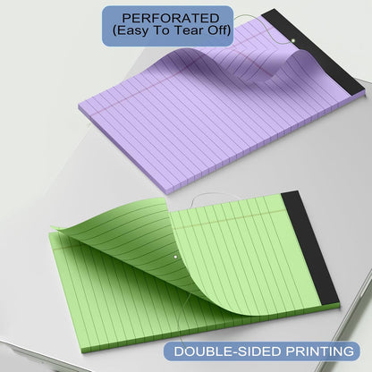 10pcs Small Note Pads, Color Notepads 5x8 College Ruled Notebook, Writing Pads 5 x 8, Legal Pads, Memo Pad Paper Perforate Narrow Ruled Notebooks for Work, School, Office,30 Sheets/Pack