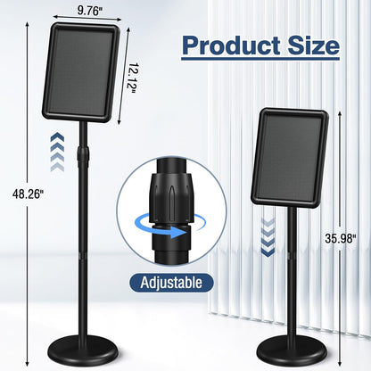 Sign Stand Floor Standing Sign Holder Sign Stands for Display 8.5 x 11 Inches Pedestal Sign Holder 360° Rotation Adjustable Signage Stand for Business Exhibition, Restaurant, Supermarket (Black)