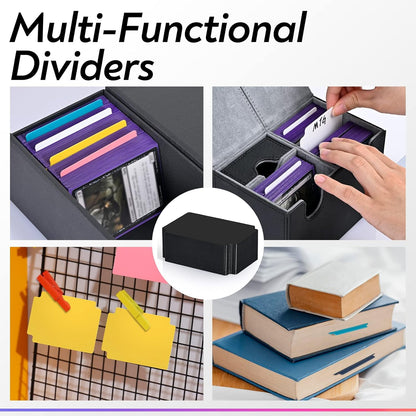 ZLCA Trading Card Dividers - Plastic Card Separator with Tabs, 2.75 x 3.76 Inch (100, Black)