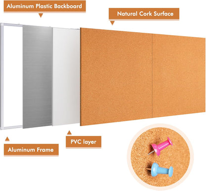 maxtek Large Cork Board 96 x 48 in, Bulletin Board for Walls, 8'x 4' Extra Aluminum Framed Corkboard, Foldable Wall Mounted Back to School Pin Memo Notice Cork Board for Office, Home Wall Display