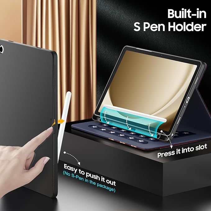 OKP Case for Samsug Galaxy Tab A9+ Plus 11 inch 2024(SM-X210/X216/X218), PU Leather Folio Cover with Multi-Angle Stand//Pen Holder, Auto Wake/Sleep Case for Galaxy A9+ 11" Tablet (Flag)