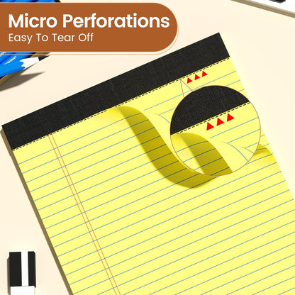 Legal Pads 8.5 X11, Narrow Ruled Notepads, 12 Pack, 50 Sheet/Pad, Yellow Legal Pads, Tear Off Notepad, Perforated Writing Pad, Notebook Paper College Ruled, Notepads for Office Home School, Notepad
