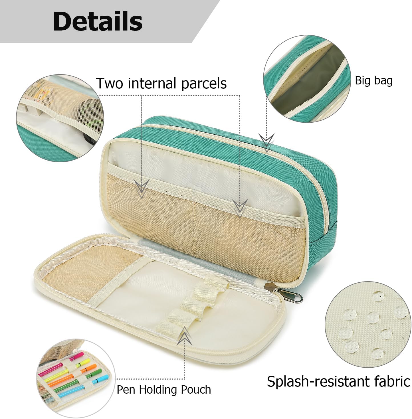 Large Capacity Pencil Case Multi-Slot Pencil Pouch Durable Pencil Box Portable Office Pen Bag with Zipper