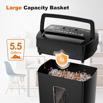 Bonsaii Paper Shredder, 10-Sheet Home Office Shredders, Micro Cut Home Use Paper Shredder with 5.5 Gallons/P-4 High Security/5 Minutes/Shred Card,Staple,Clips (C275-B)