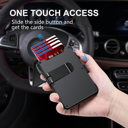 Airtag Wallet for Men, Mens Smart Wallet for Air Tag RFID Blocking, Minimalist Bifold Pop Up Aluminum Credit Card Case Holder 12+ Cards with ID Window, Gift for Men, No Airtag Included, Black