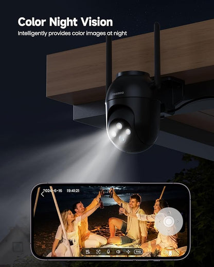 2Pack Security Camera Outdoor Wired: 3MP Camera for Home Security Outside 2.4G/5G WiFi Homekit System Outdoor Plug in Dome Surveillance Video Cam 360° Auto Tracking Color Night Vision 24/7 Recording