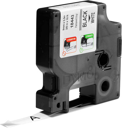 DYMO 18443 3/8" Vinyl Tape Rhino Labels - White, DYMO Authentic