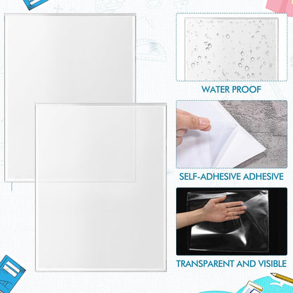 Outus Self Adhesive Shop Ticket Holders Clear Plastic Sleeves Adhesive Pockets Work Order Job Ticket Holders for Home Office Posting Signs(8.5 x 11 Inch,120 Pcs)