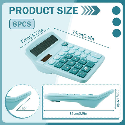 12-Digit Calculator, Desktop Calculators with Big Buttons and Large Display,Office Calculators Desktop,Solar Battery Dual Power,Desk Calculator for Office Home(Blue,8 Pack)