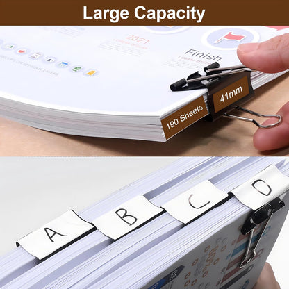 Black Binder Clips Assorted Sizes - Coideal 100 Pcs Metal Binder Paper Clips Foldback Bulldog Clip Clamps for Office School (Mini, Small, Medium, Large)