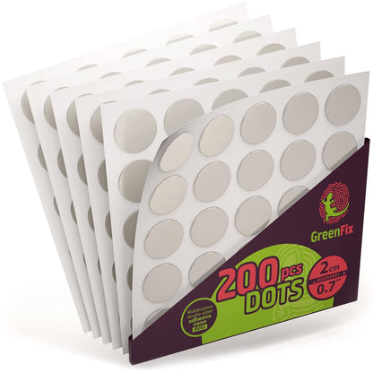 Double Sided Sticky Dots 200PCs - Clear Round Mounting Putty - Sticky Tack for Hanging - Picture Hangers Without Nails - Adhesive Double Sided Tape Dots - Poster Putty Removable