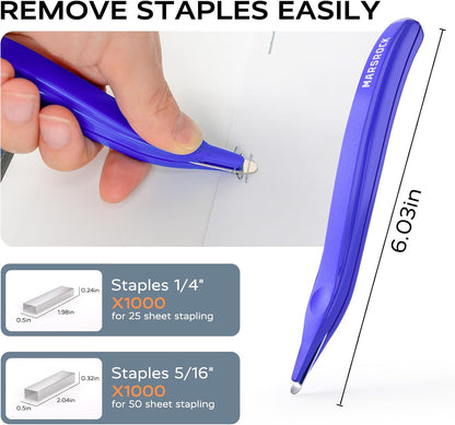 Desktop Stapler, Swing-Arm Swivel Stapler, 50 Sheet Capacity, 2000 Staples and Staple Remover, Rotatable Heavy Duty Staplers for Office, Home, Classroom, Booklet, Book Binding, Blue