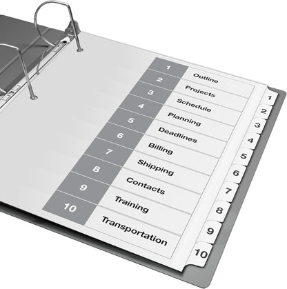Davis Group 1-10 Index Tab Dividers for 3 Ring Binders, Customizable Table of Contents, 6 Sets