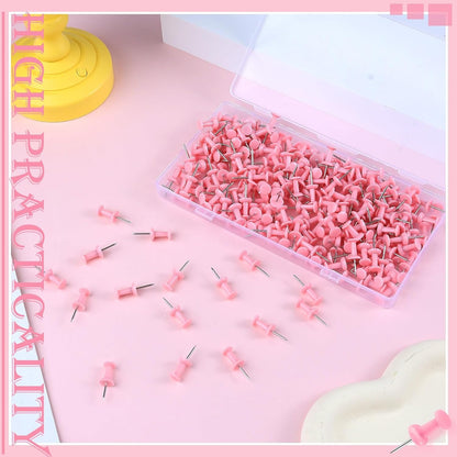 220 Count Pink Push Pins, Standard Plastic Head Steel Point Thumb Tacks Decorative Push Pins for Cork Board Wall Hanging