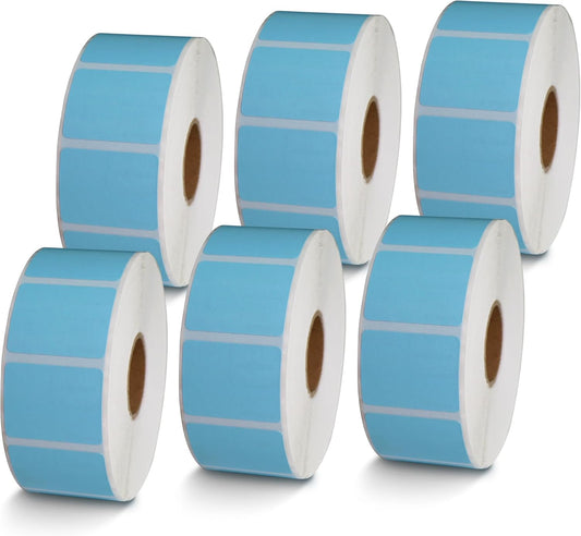 BETCKEY - 1.25" x 1" UPC Barcode & Address Labels Compatible with Zebra & Rollo Label Printer,Premium Adhesive & Perforated[Light Blue, 6 Rolls, 8280 Labels]