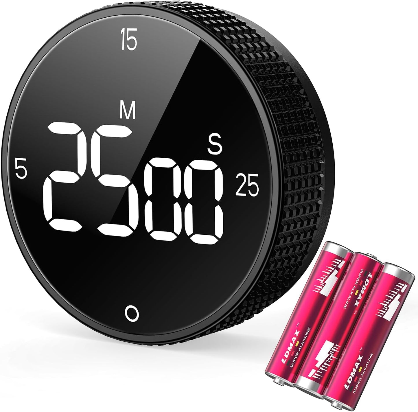 Magnetic Kitchen Timer for Cooking with Loud Alarm - [AAA Battery Included & Large LED Display] Countdown/Countup Rotating Pomodoro Timer, Visual Digital Timers for Classroom Gym