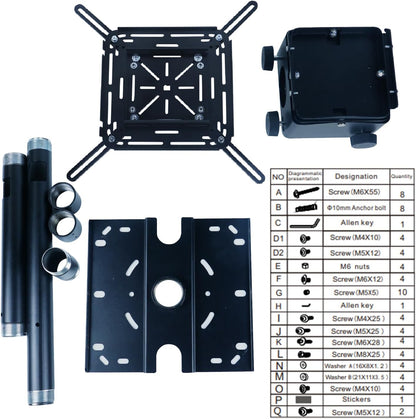 Universal Projector Wall Hanger for Meeting Rooms,Telescopic Arm Mount Projector Holder Black for Home Office Movie Theater Stage,Adjustable Height 50kg Load Capacity HT30-BLK