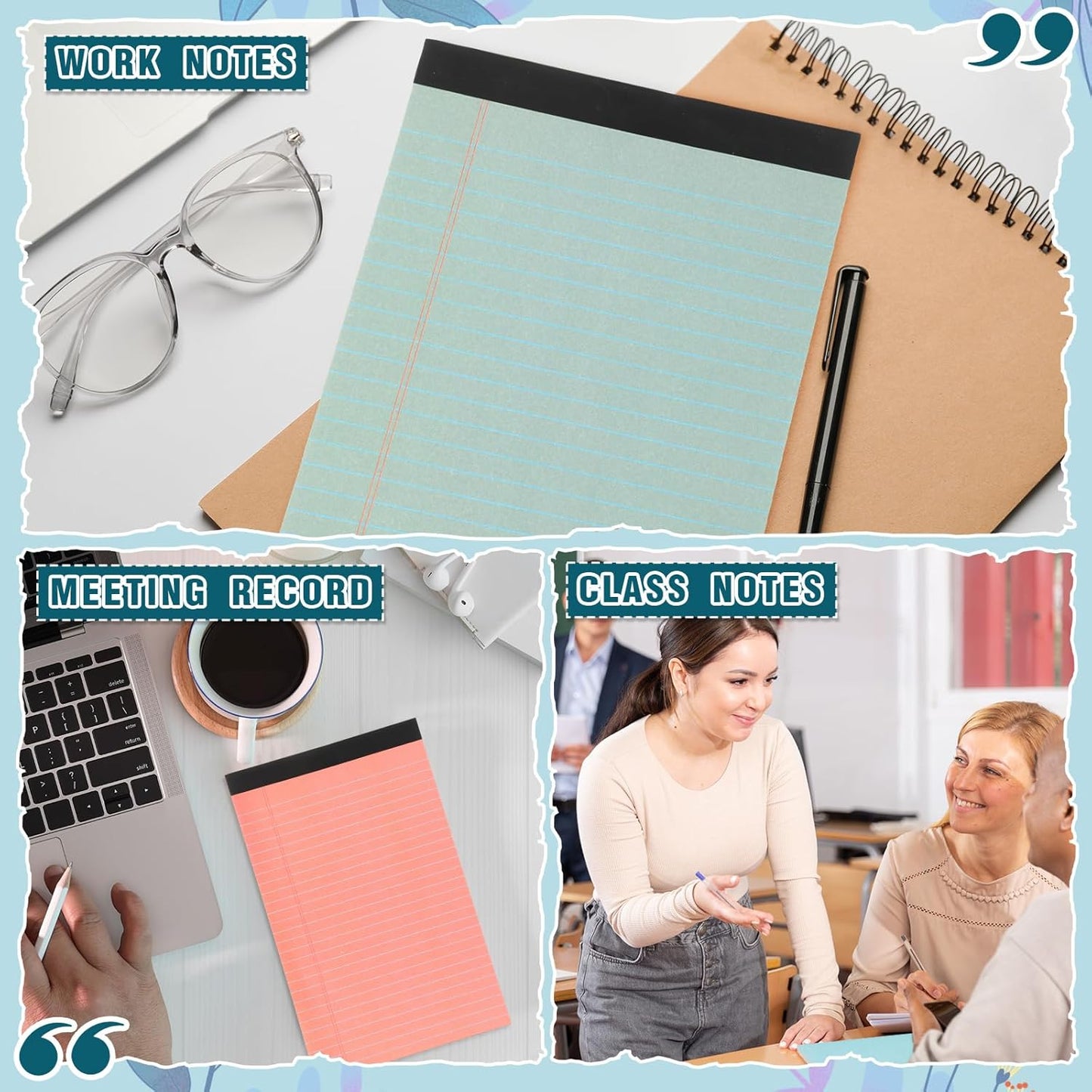 Fuutreo 24 Pcs 5" x 8" Legal Pad Writing Notepads 50 Sheets Small Legal Pad Narrow Ruled Multiple Color Lined Paper for School College Office Supplies Work (Vintage Colors)