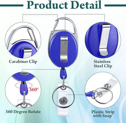 Laumoi 80 Packs Retractable ID Badge Holder Badge Reel with Belt Clip and Key Ring, Name ID Badge Clips Keychain for Office Worker Doctor Nurse Employee (Multicolor)